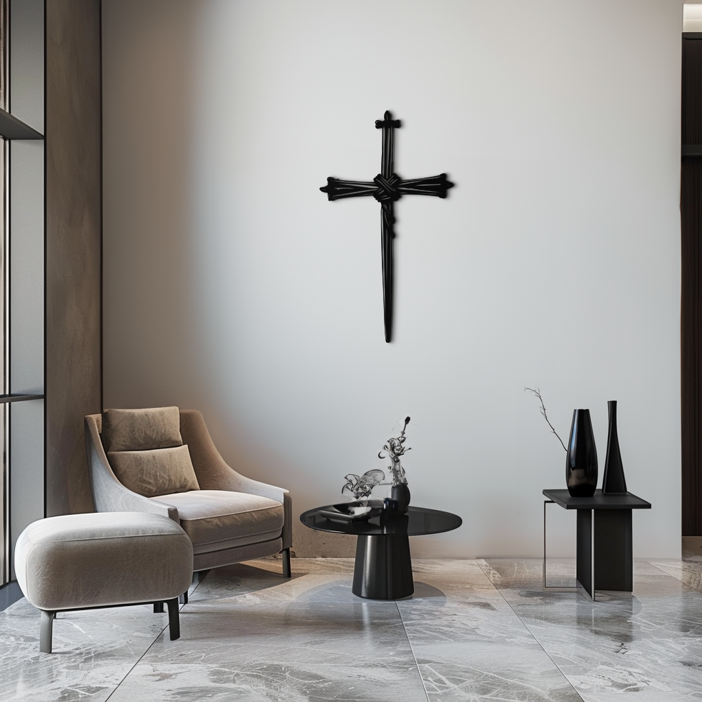 Christian Barbed Wire Cross Metal Wall Art – Religious Rustic Home Decor- KAF553 - Tampa Home & Garden Store