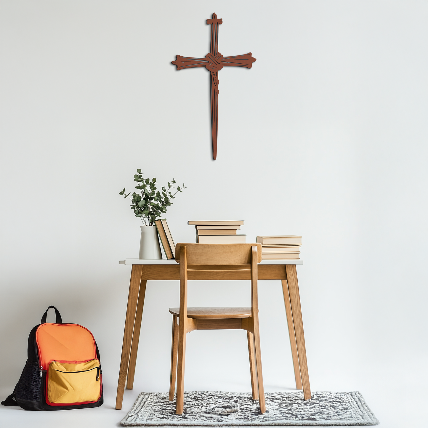 Christian Barbed Wire Cross Metal Wall Art – Religious Rustic Home Decor- KAF553 - Tampa Home & Garden Store