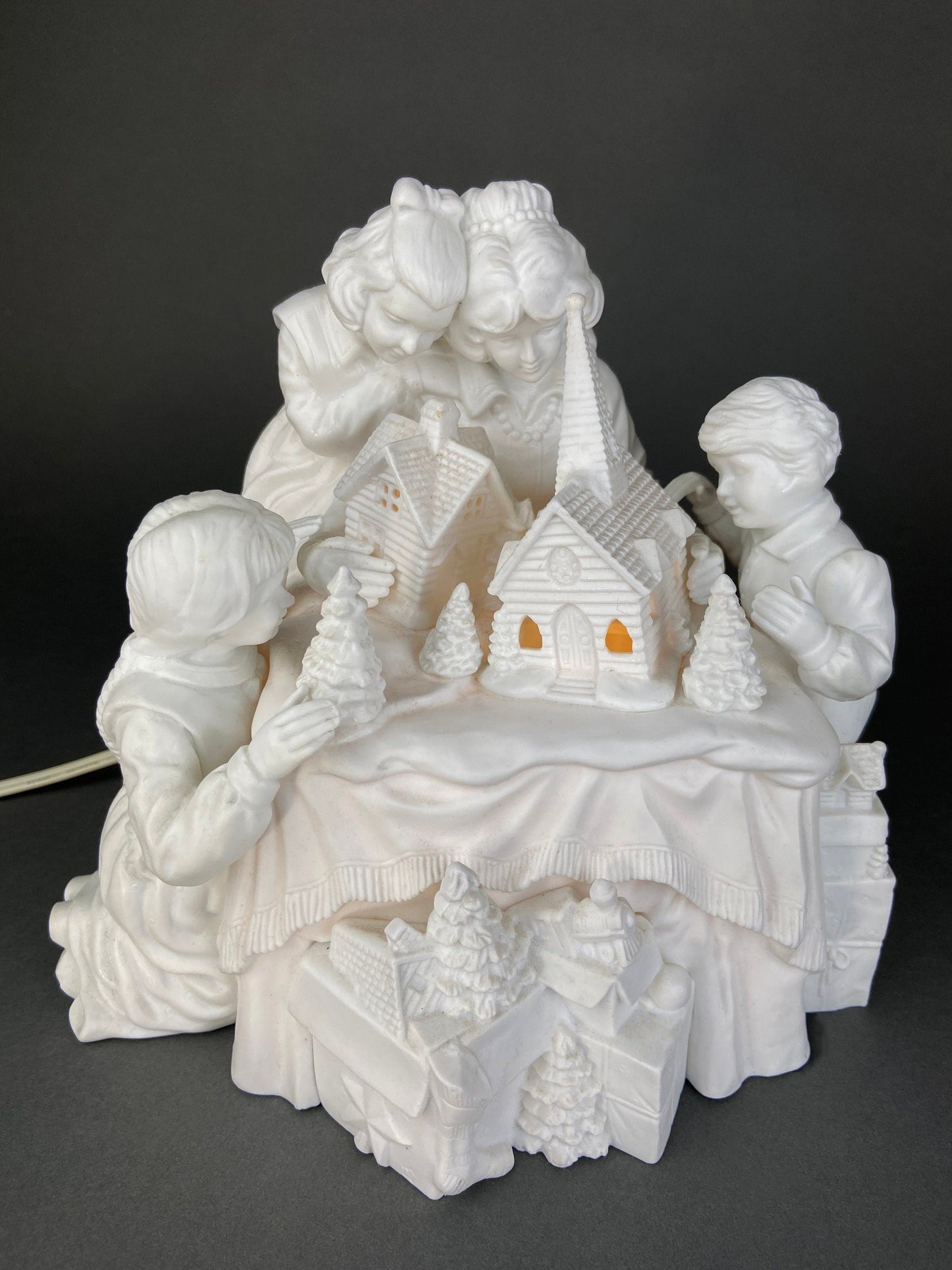 Christmas Accessories by Dept. 56. Family Tradition Winter Silhouette. Illuminated White Porcelain. Incredible Detail All Around. - Tampa Home & Garden Store