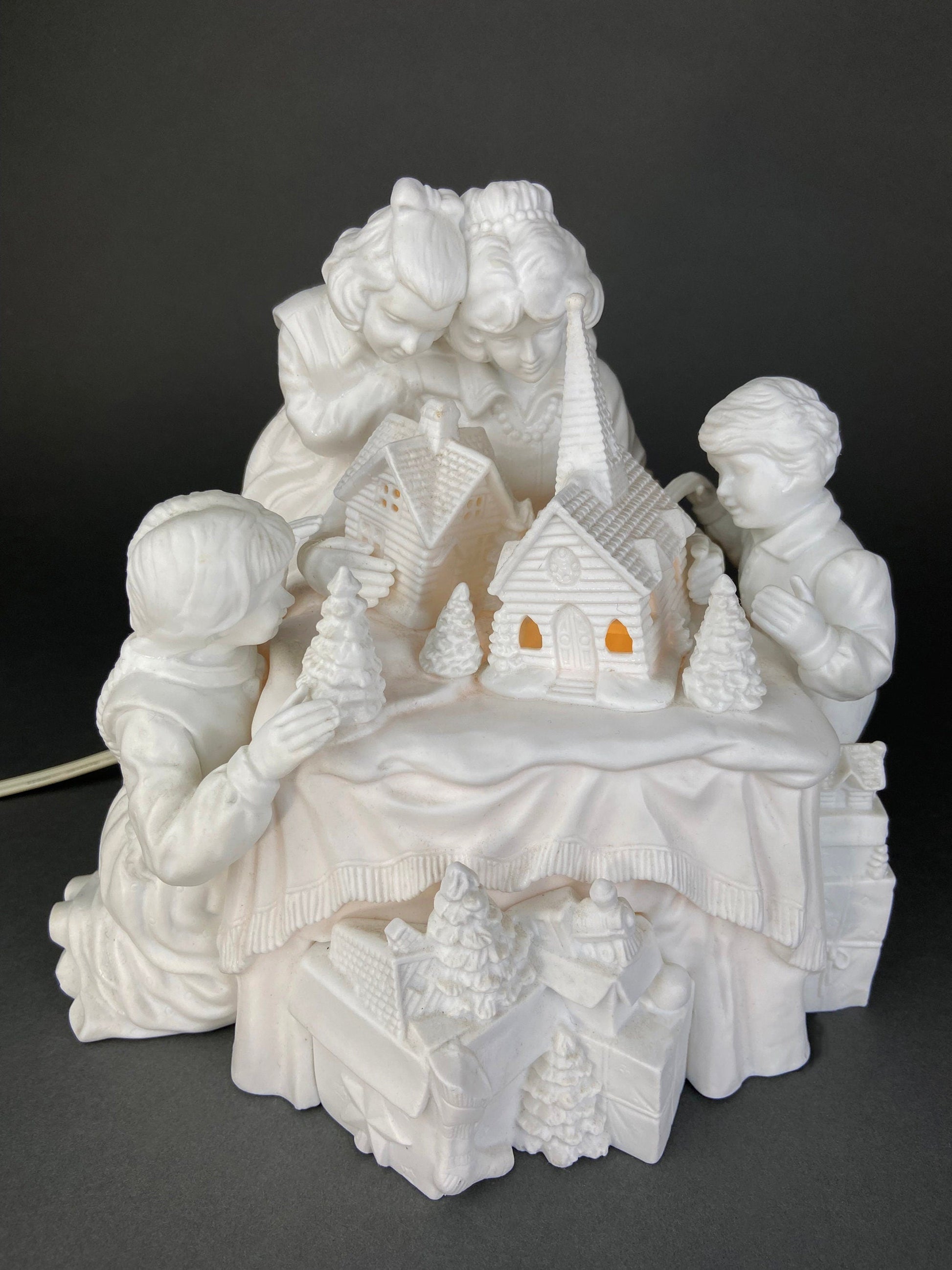Christmas Accessories by Dept. 56. Family Tradition Winter Silhouette. Illuminated White Porcelain. Incredible Detail All Around. - Tampa Home & Garden Store