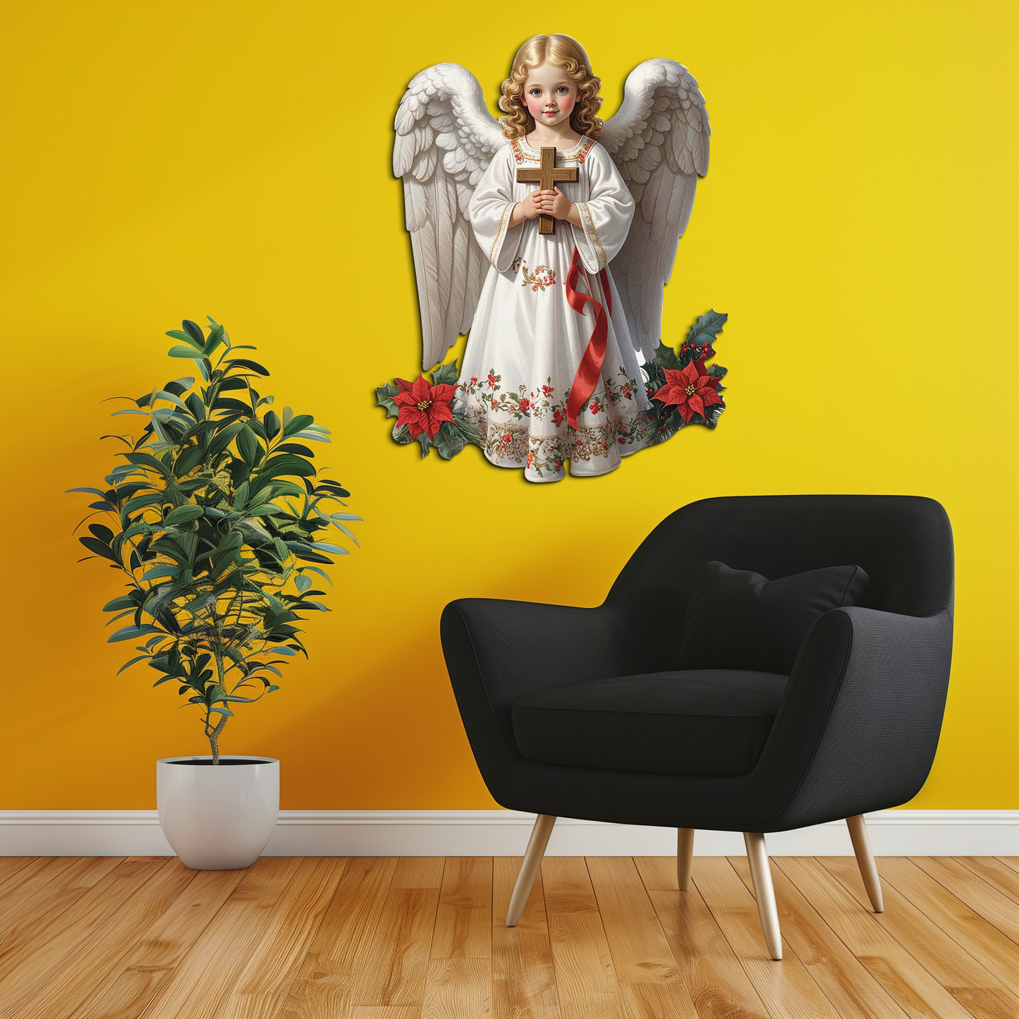 Christmas Angel Metal Wall Art – Holy Child UV Printed Decor-KAFUVM018 - Tampa Home & Garden Store