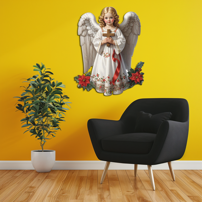 Christmas Angel Metal Wall Art – Holy Child UV Printed Decor-KAFUVM018 - Tampa Home & Garden Store