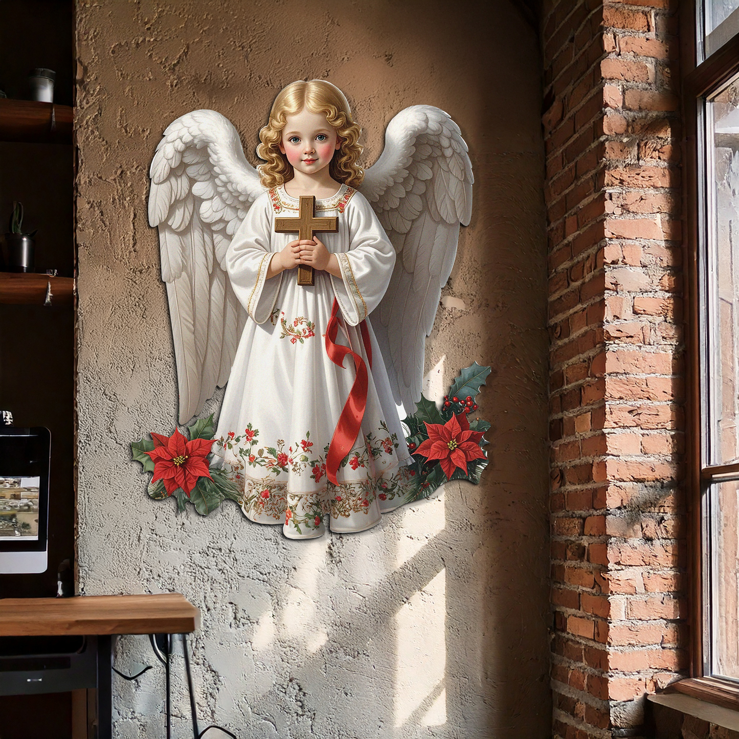 Christmas Angel Metal Wall Art – Holy Child UV Printed Decor-KAFUVM018 - Tampa Home & Garden Store