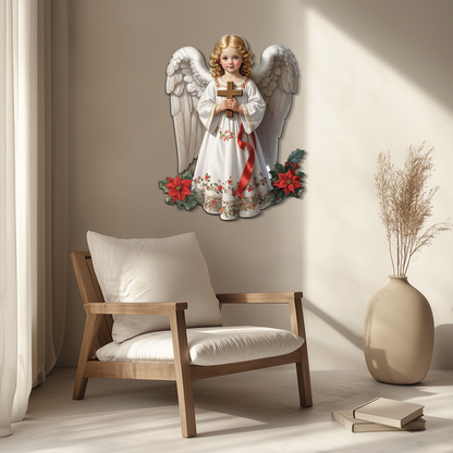 Christmas Angel Metal Wall Art – Holy Child UV Printed Decor-KAFUVM018 - Tampa Home & Garden Store