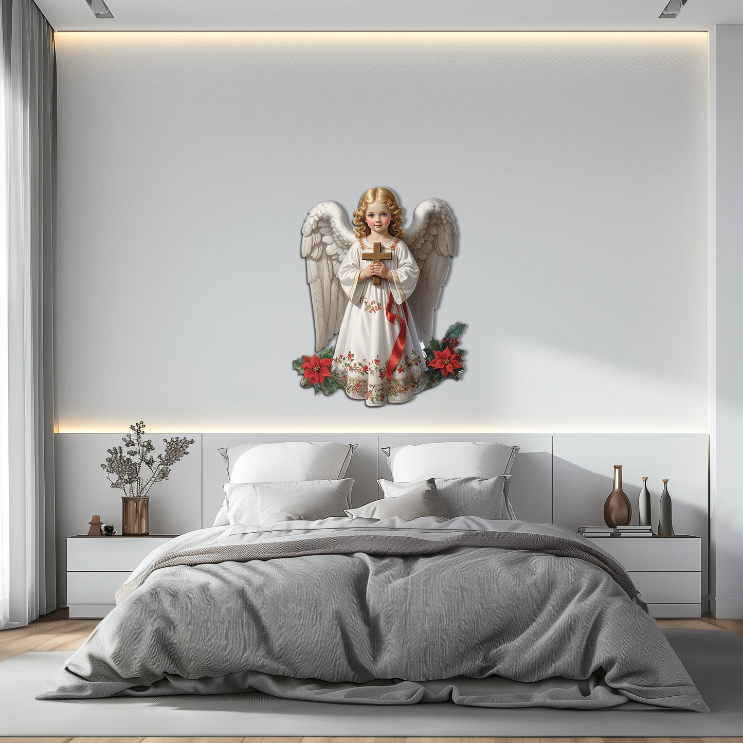 Christmas Angel Metal Wall Art – Holy Child UV Printed Decor-KAFUVM018 - Tampa Home & Garden Store