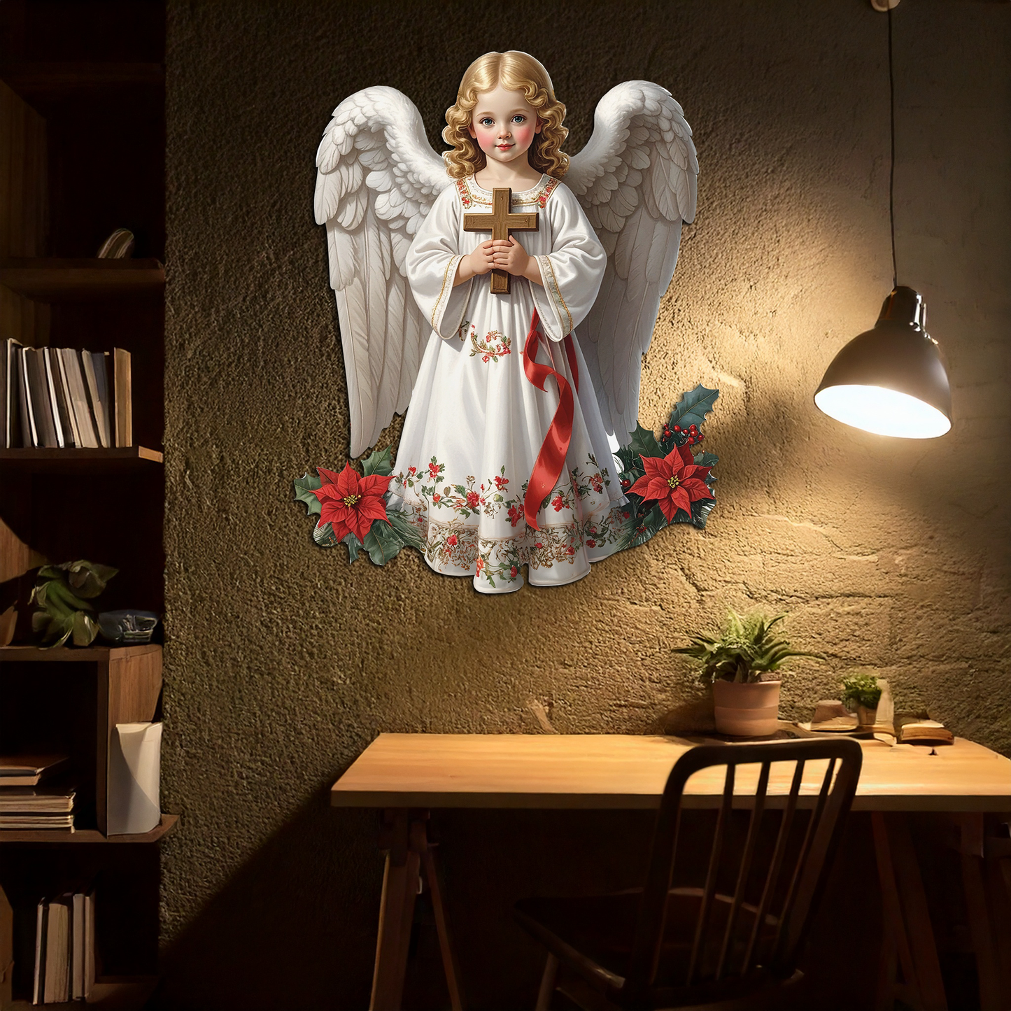 Christmas Angel Metal Wall Art – Holy Child UV Printed Decor-KAFUVM018 - Tampa Home & Garden Store