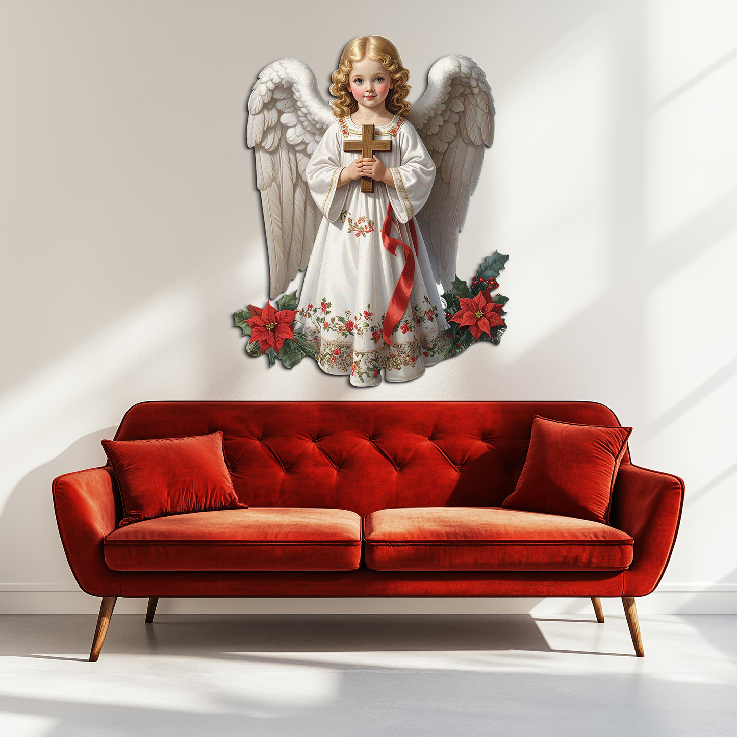 Christmas Angel Metal Wall Art – Holy Child UV Printed Decor-KAFUVM018 - Tampa Home & Garden Store