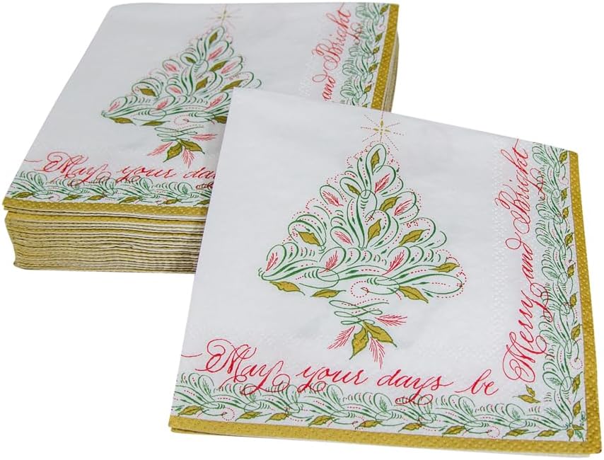 Christmas Calligraphy Paper Cocktail Napkins - Tampa Home & Garden Store