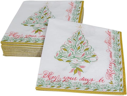 Christmas Calligraphy Paper Cocktail Napkins - Tampa Home & Garden Store