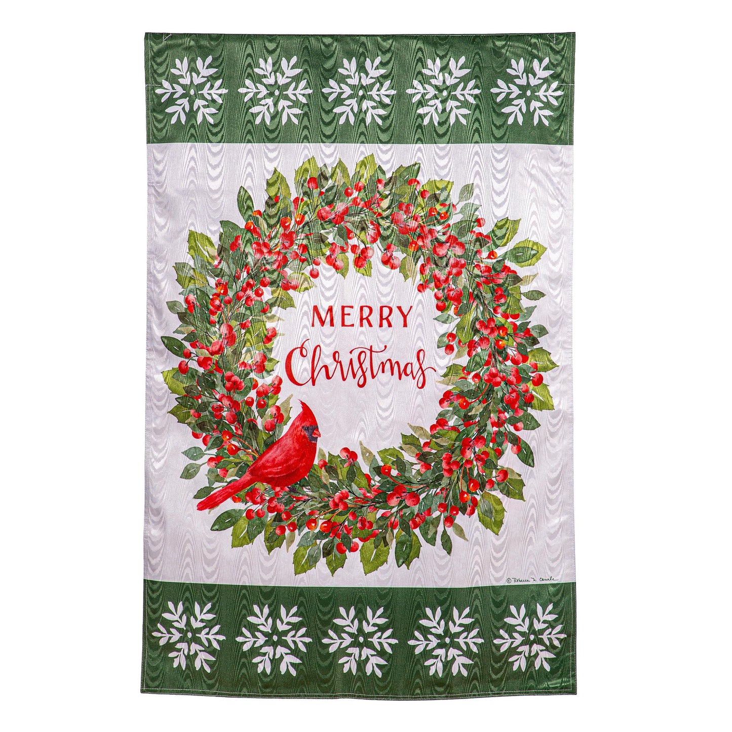 Christmas Cardinal Moire House Flag - Tampa Home & Garden Store