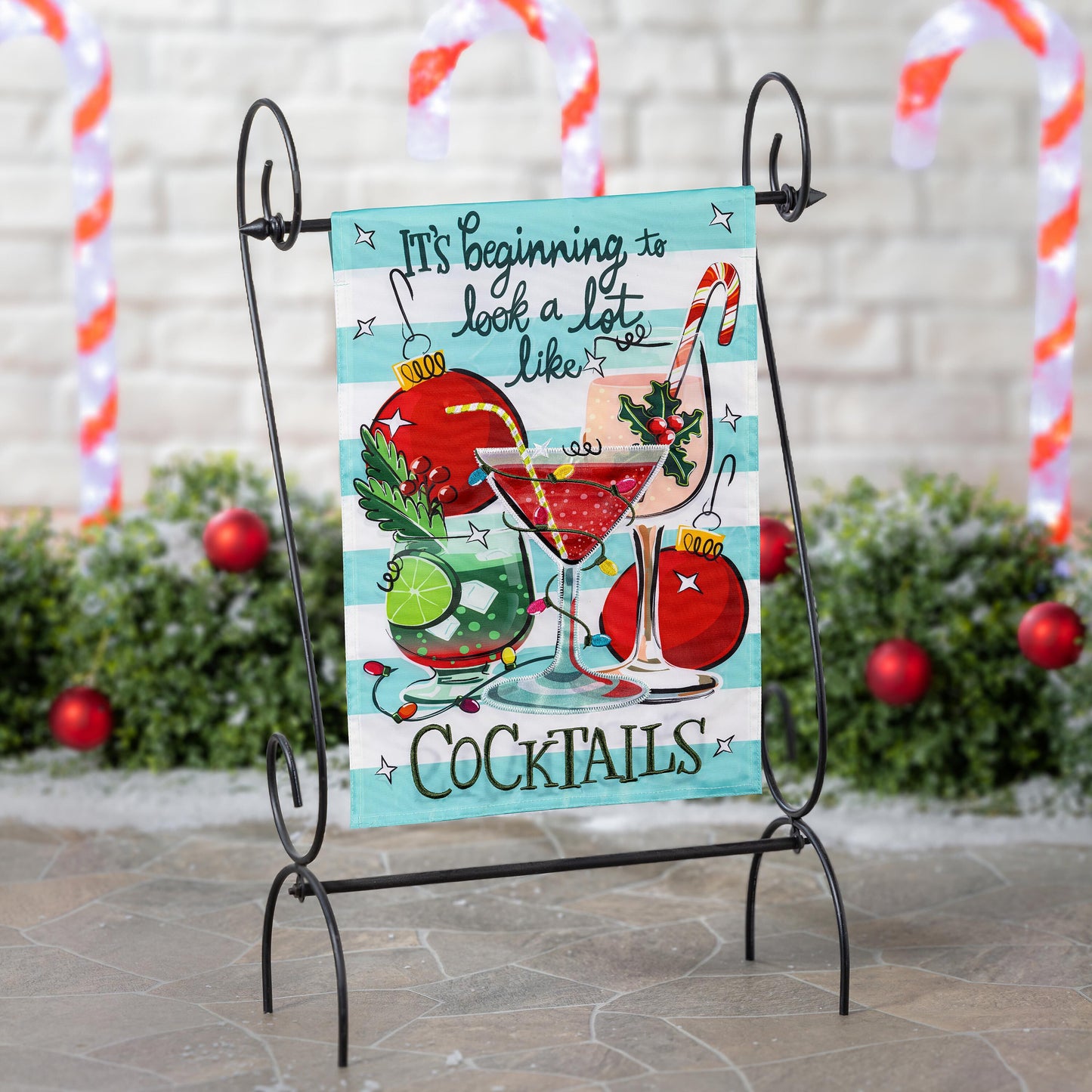 Christmas Cocktail Applique Garden Flag - Tampa Home & Garden Store
