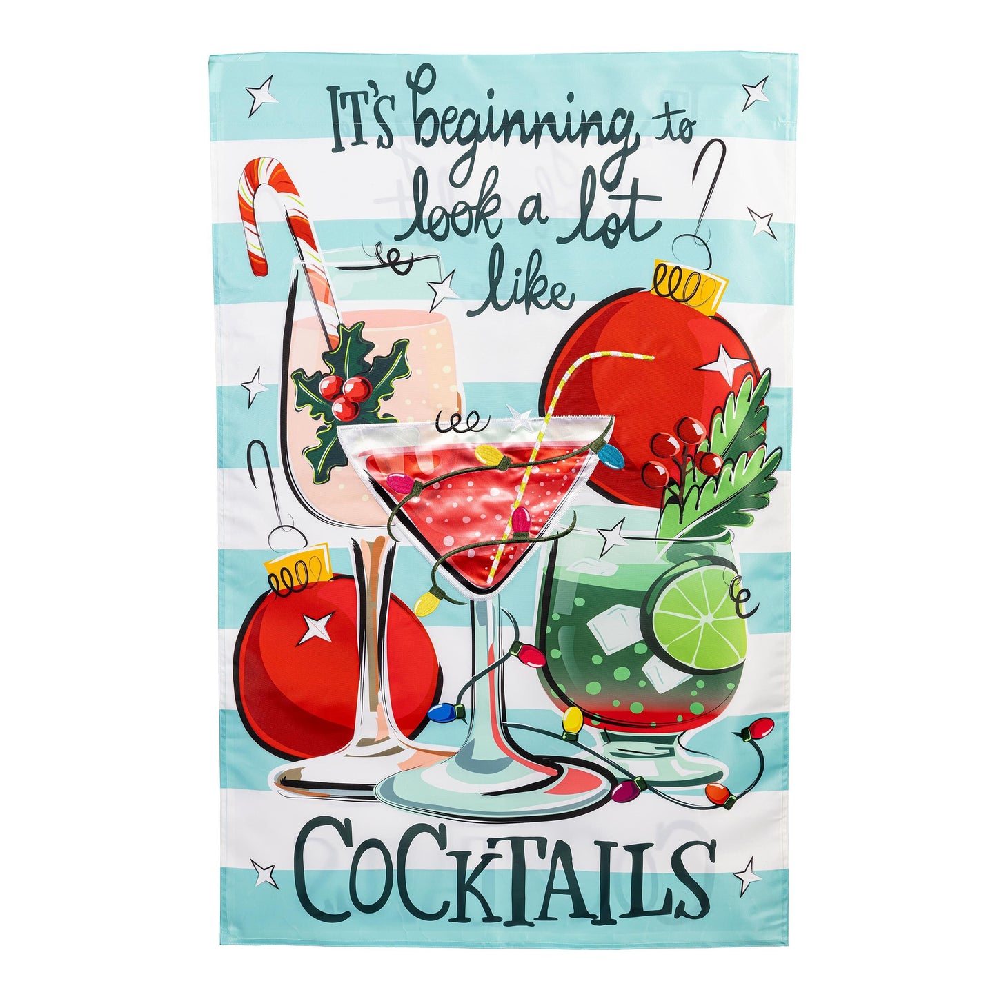 Christmas Cocktail Applique House Flag - Tampa Home & Garden Store