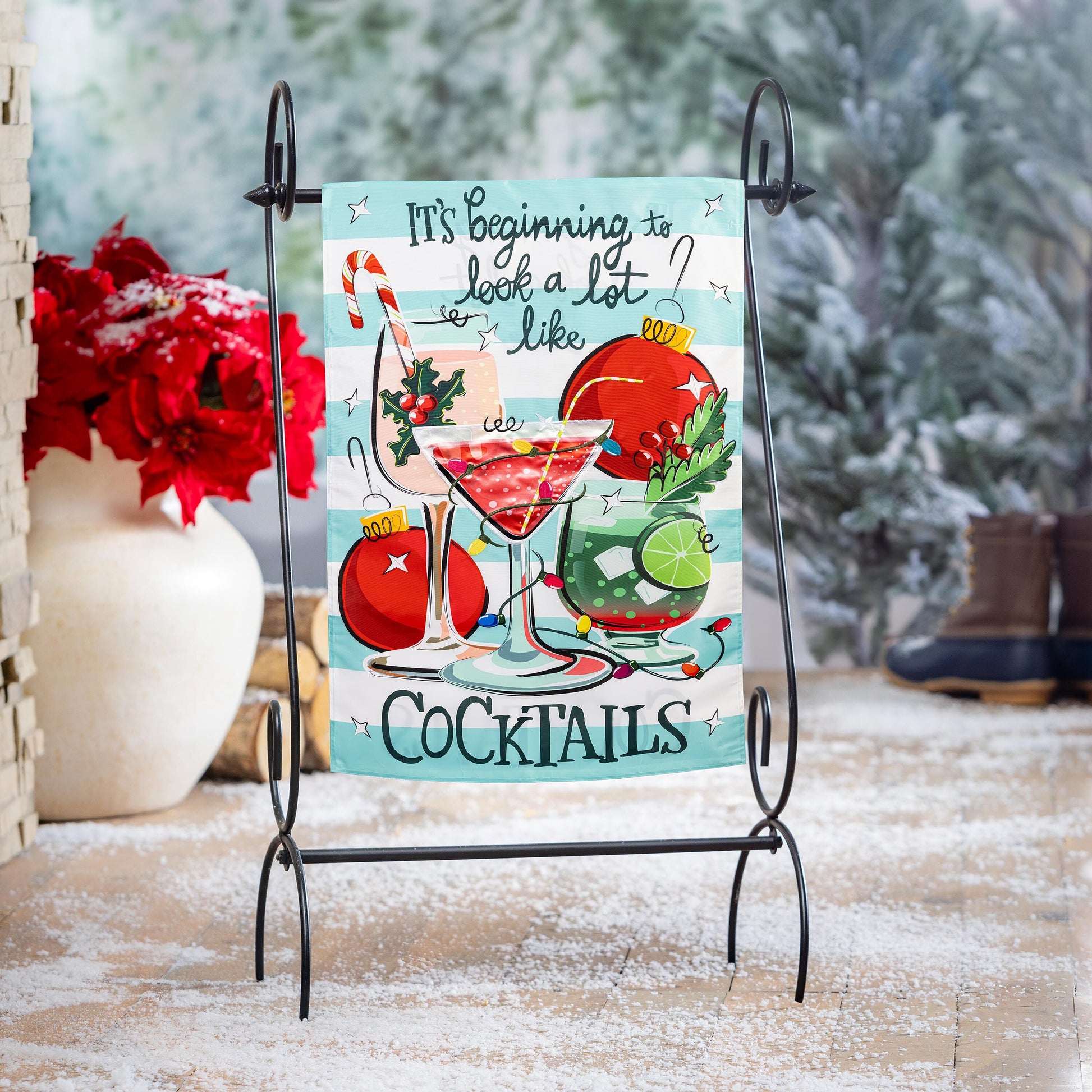 Christmas Cocktail Applique House Flag - Tampa Home & Garden Store