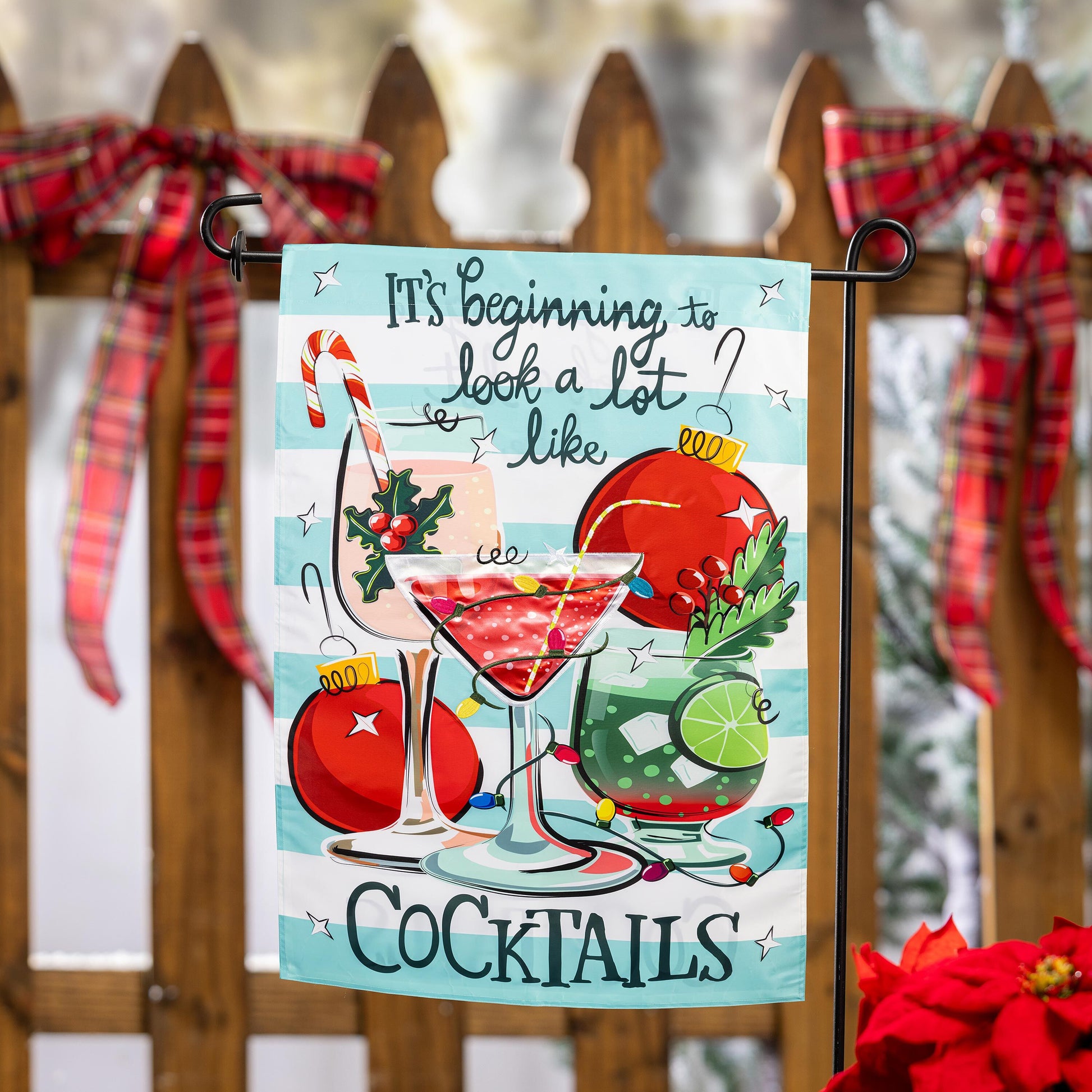 Christmas Cocktail Applique House Flag - Tampa Home & Garden Store