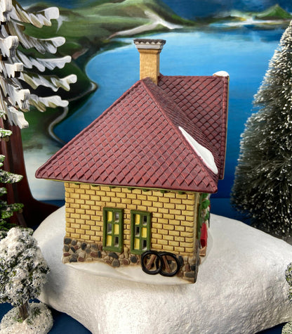 Christmas Department 56 / Apple Valley School / New England Village Series /  Hand Painted Porcelain Building with Lights. 1995 - Tampa Home & Garden Store