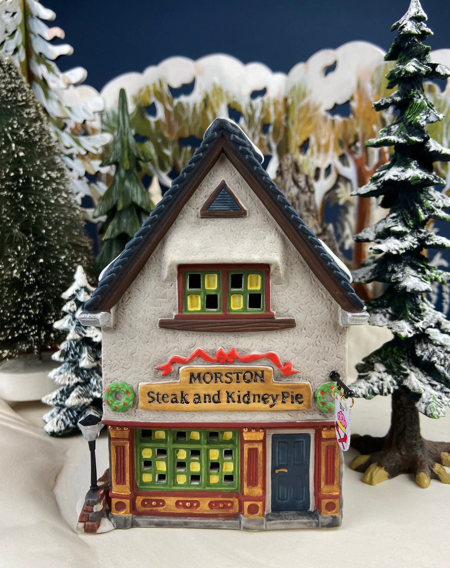 Christmas Department 56 Morston Steak and Kidney Pie. Dickens Village Series. Hand Painted Porcelain Building with Lights. - Tampa Home & Garden Store