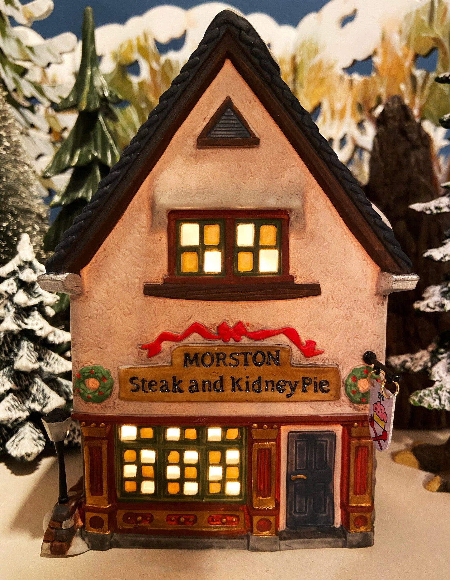 Christmas Department 56 Morston Steak and Kidney Pie. Dickens Village Series. Hand Painted Porcelain Building with Lights. - Tampa Home & Garden Store