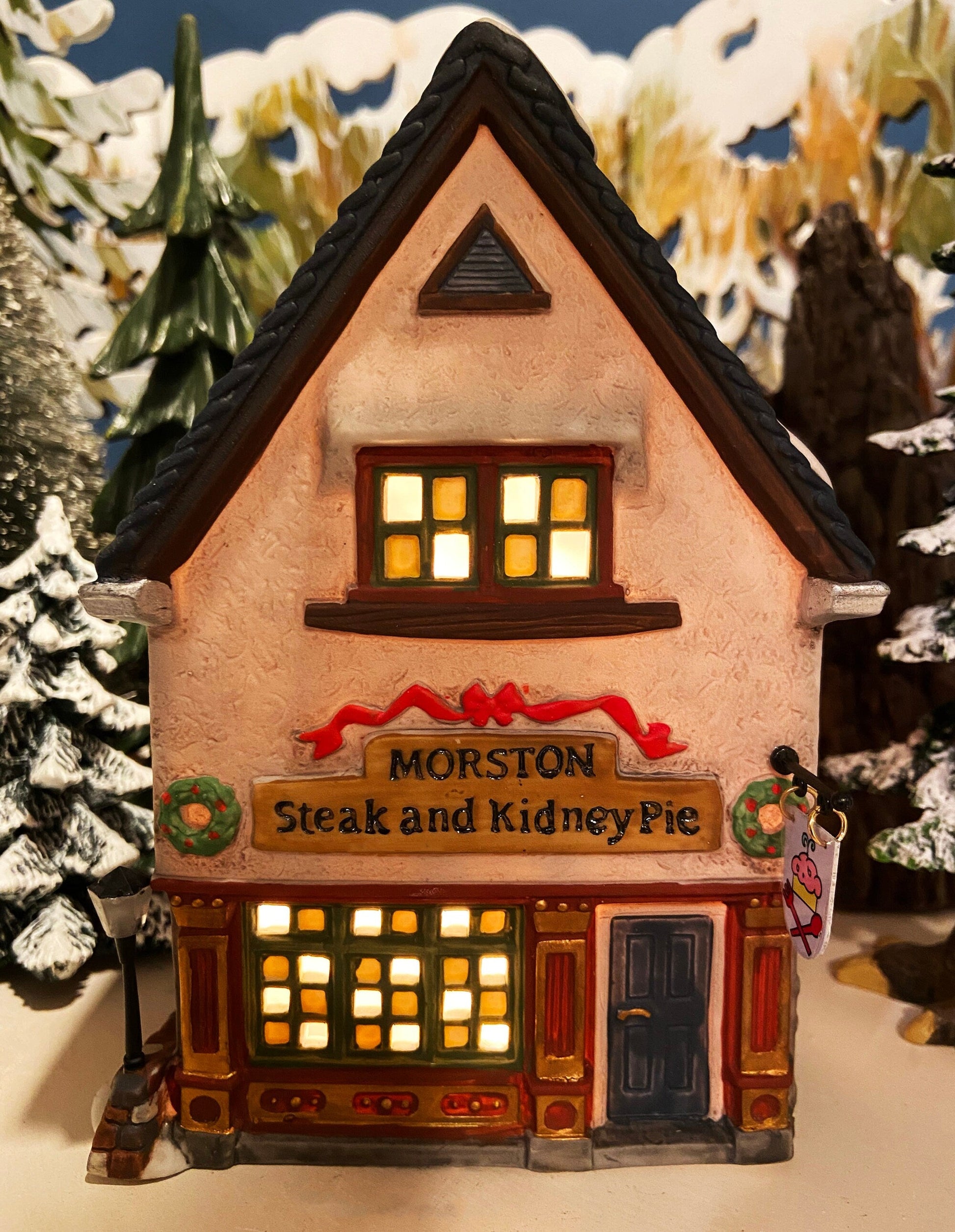 Christmas Department 56 Morston Steak and Kidney Pie. Dickens Village Series. Hand Painted Porcelain Building with Lights. - Tampa Home & Garden Store