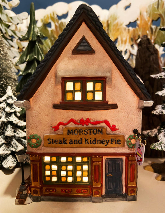 Christmas Department 56 Morston Steak and Kidney Pie. Dickens Village Series. Hand Painted Porcelain Building with Lights. - Tampa Home & Garden Store