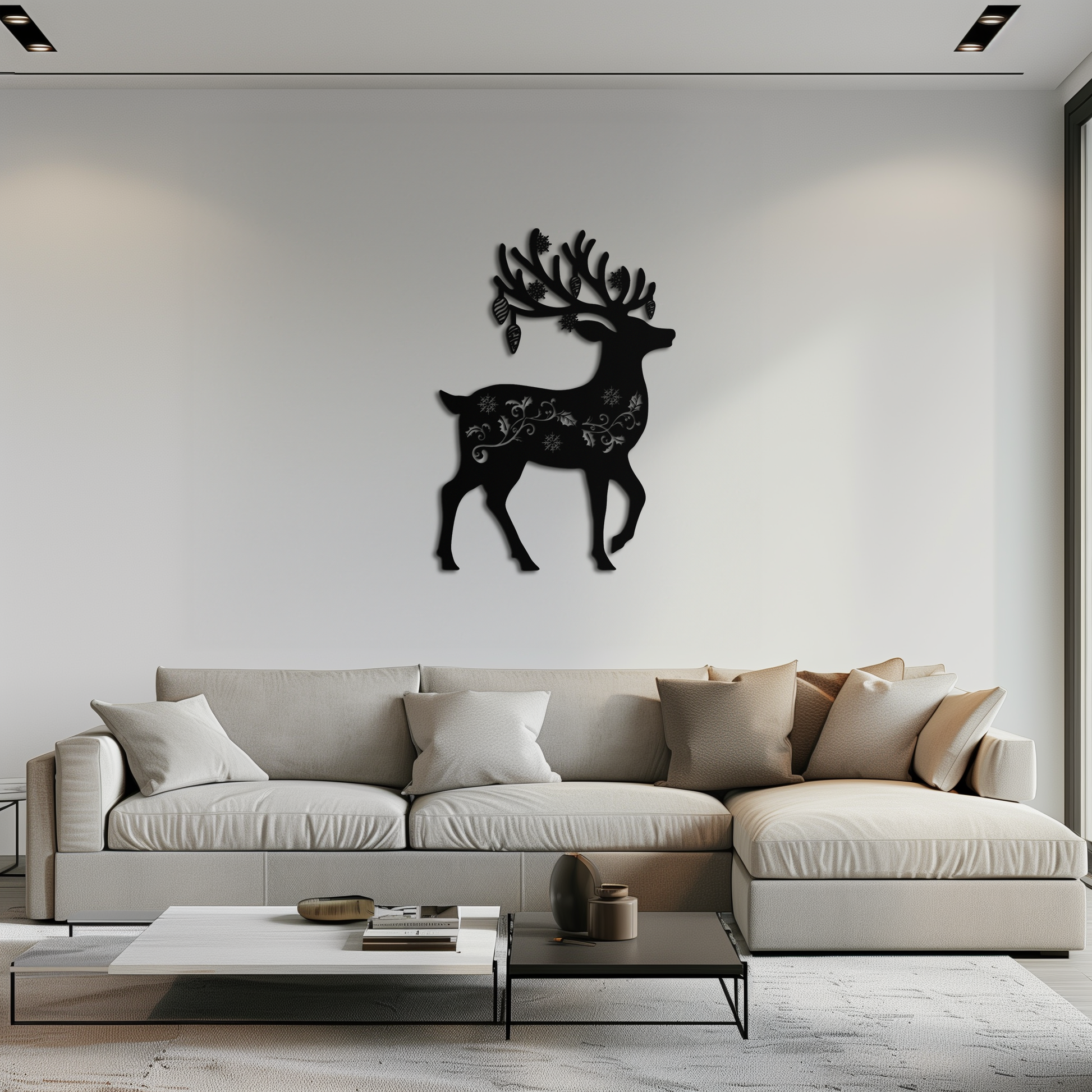Christmas Reindeer Metal Wall Art - Decorative Holiday Steel Deer Design- KAF308 - Tampa Home & Garden Store