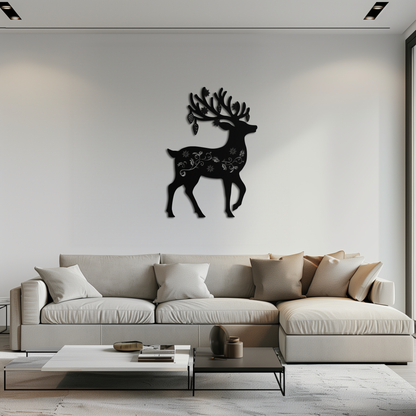 Christmas Reindeer Metal Wall Art - Decorative Holiday Steel Deer Design- KAF308 - Tampa Home & Garden Store