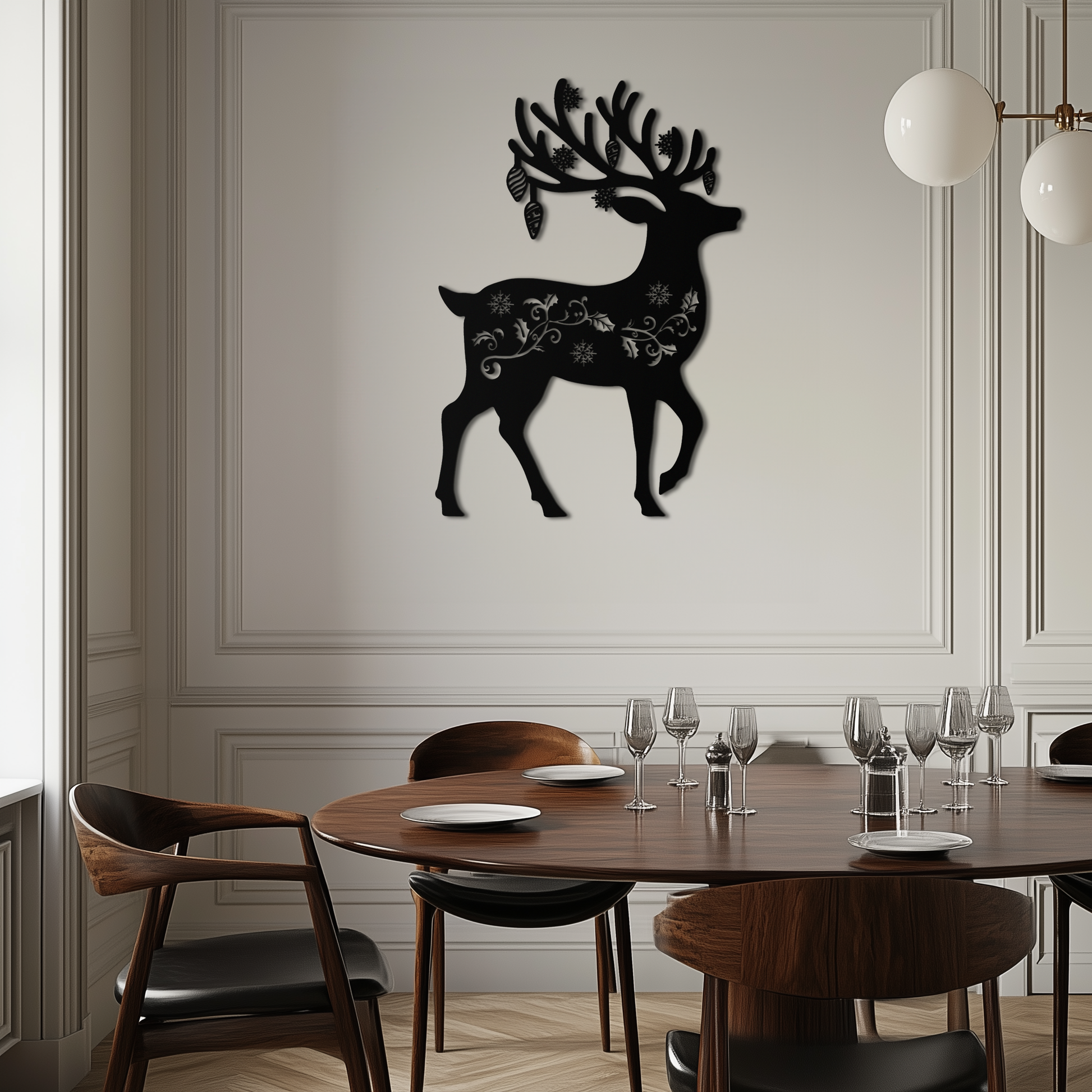 Christmas Reindeer Metal Wall Art - Decorative Holiday Steel Deer Design- KAF308 - Tampa Home & Garden Store