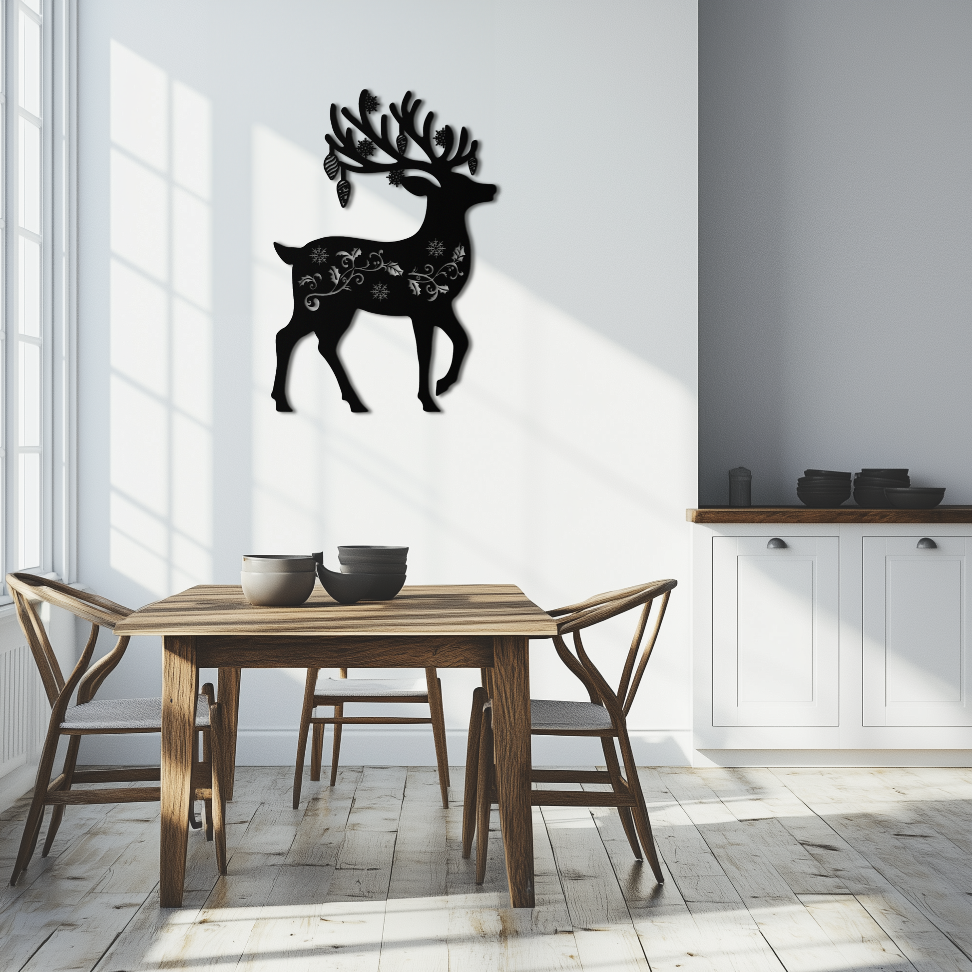 Christmas Reindeer Metal Wall Art - Decorative Holiday Steel Deer Design- KAF308 - Tampa Home & Garden Store