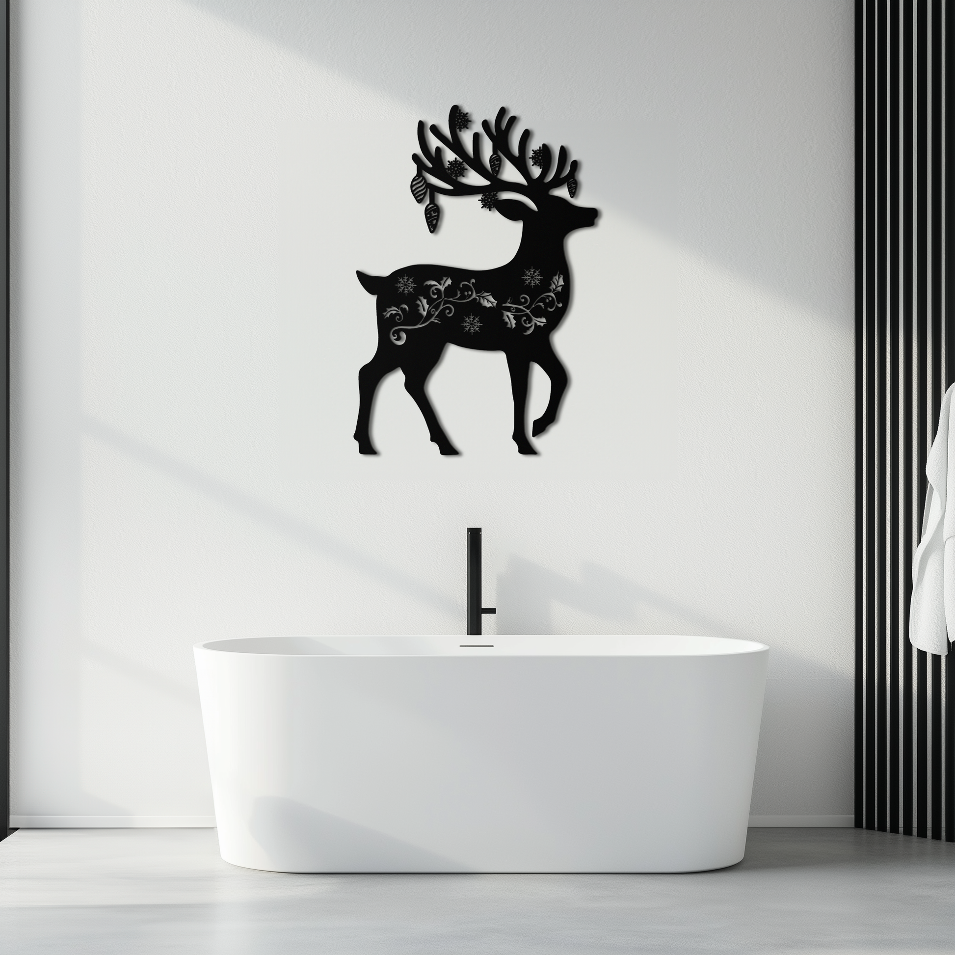 Christmas Reindeer Metal Wall Art - Decorative Holiday Steel Deer Design- KAF308 - Tampa Home & Garden Store