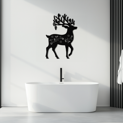 Christmas Reindeer Metal Wall Art - Decorative Holiday Steel Deer Design- KAF308 - Tampa Home & Garden Store