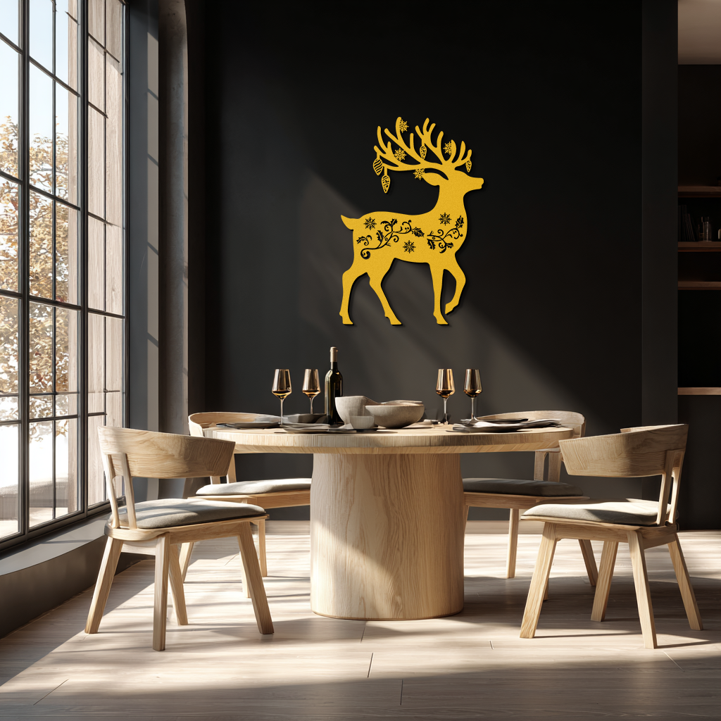 Christmas Reindeer Metal Wall Art - Decorative Holiday Steel Deer Design- KAF308 - Tampa Home & Garden Store