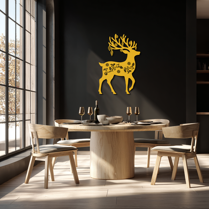Christmas Reindeer Metal Wall Art - Decorative Holiday Steel Deer Design- KAF308 - Tampa Home & Garden Store