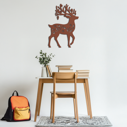 Christmas Reindeer Metal Wall Art - Decorative Holiday Steel Deer Design- KAF308 - Tampa Home & Garden Store