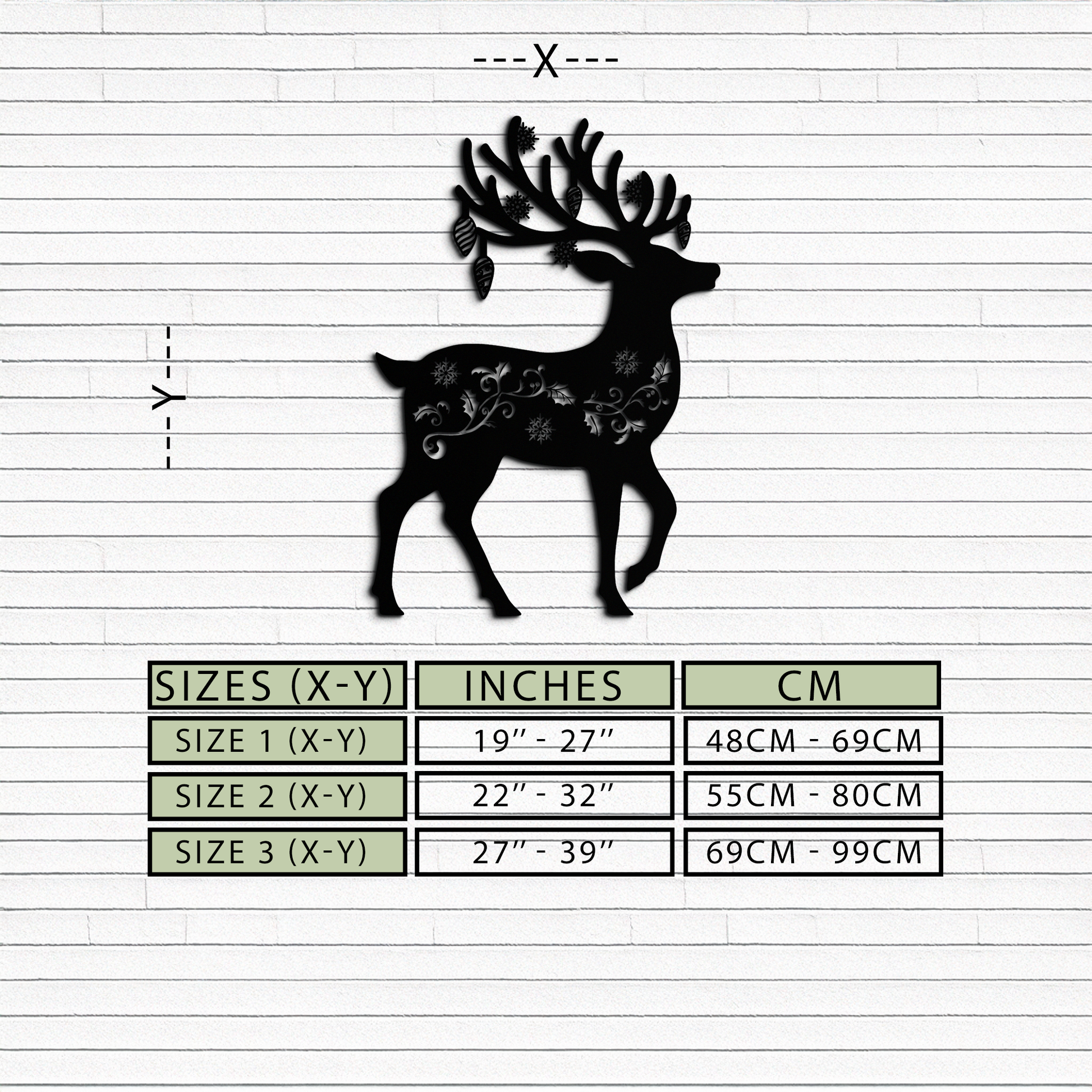 Christmas Reindeer Metal Wall Art - Decorative Holiday Steel Deer Design- KAF308 - Tampa Home & Garden Store