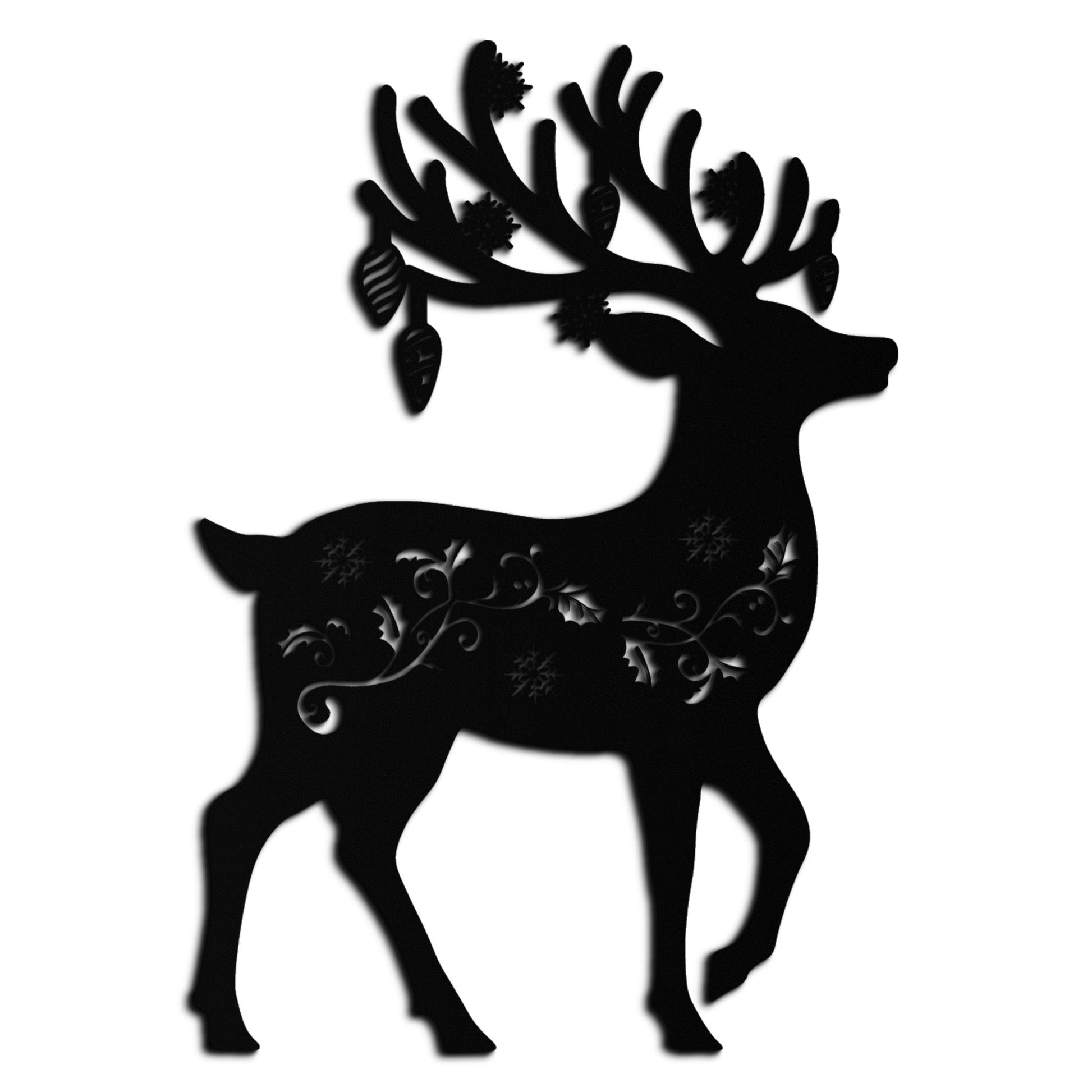 Christmas Reindeer Metal Wall Art - Decorative Holiday Steel Deer Design- KAF308 - Tampa Home & Garden Store