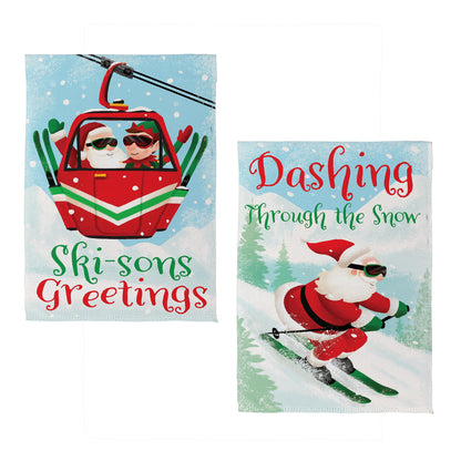 Christmas Skiing Suede Garden Flag Double Sided - Tampa Home & Garden Store