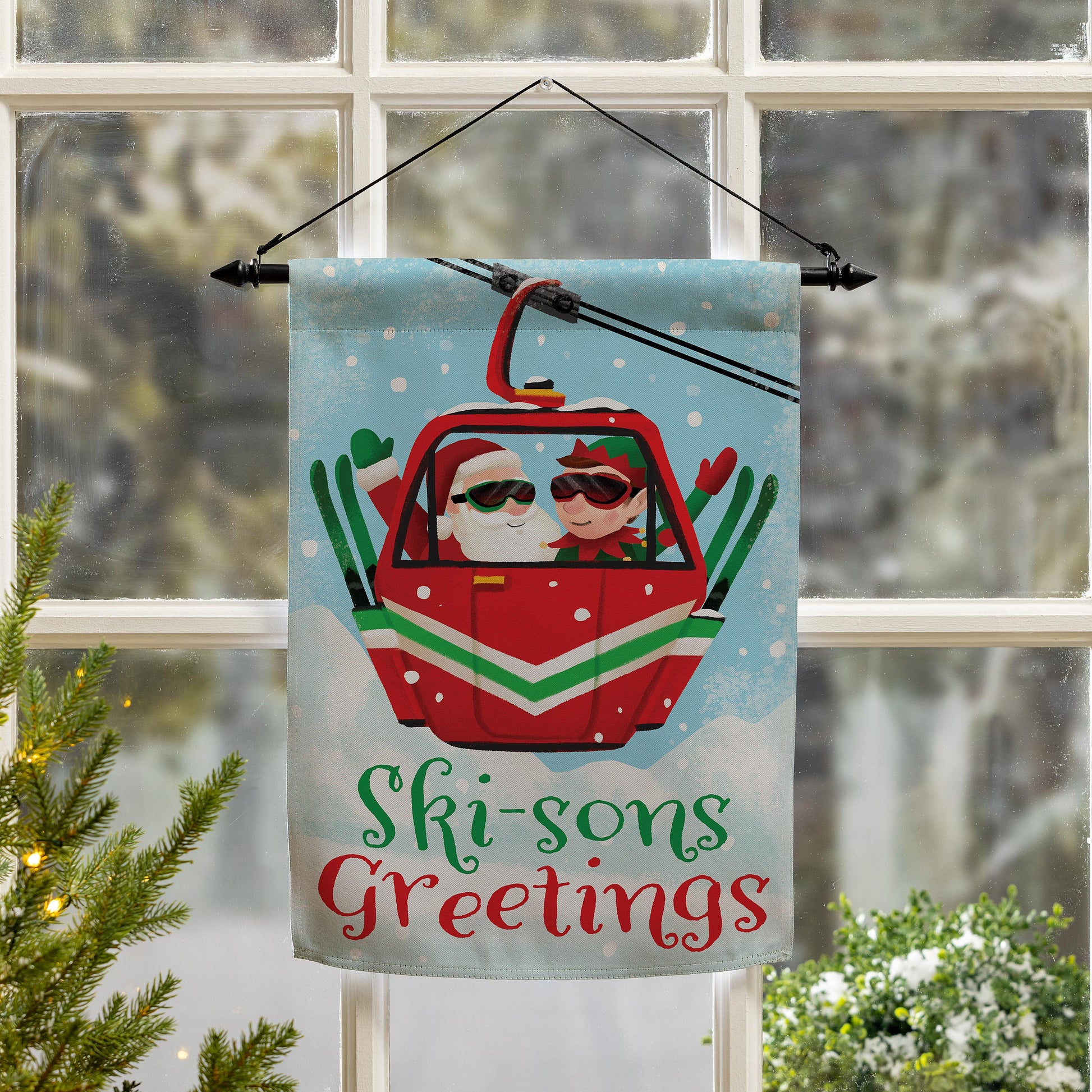 Christmas Skiing Suede Garden Flag Double Sided - Tampa Home & Garden Store