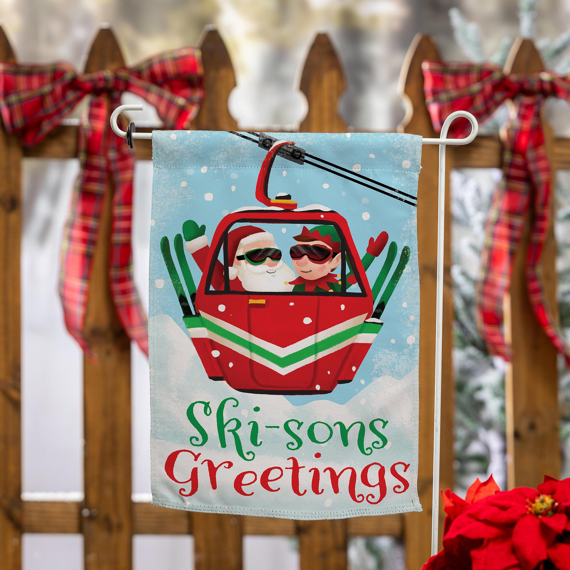 Christmas Skiing Suede Garden Flag Double Sided - Tampa Home & Garden Store