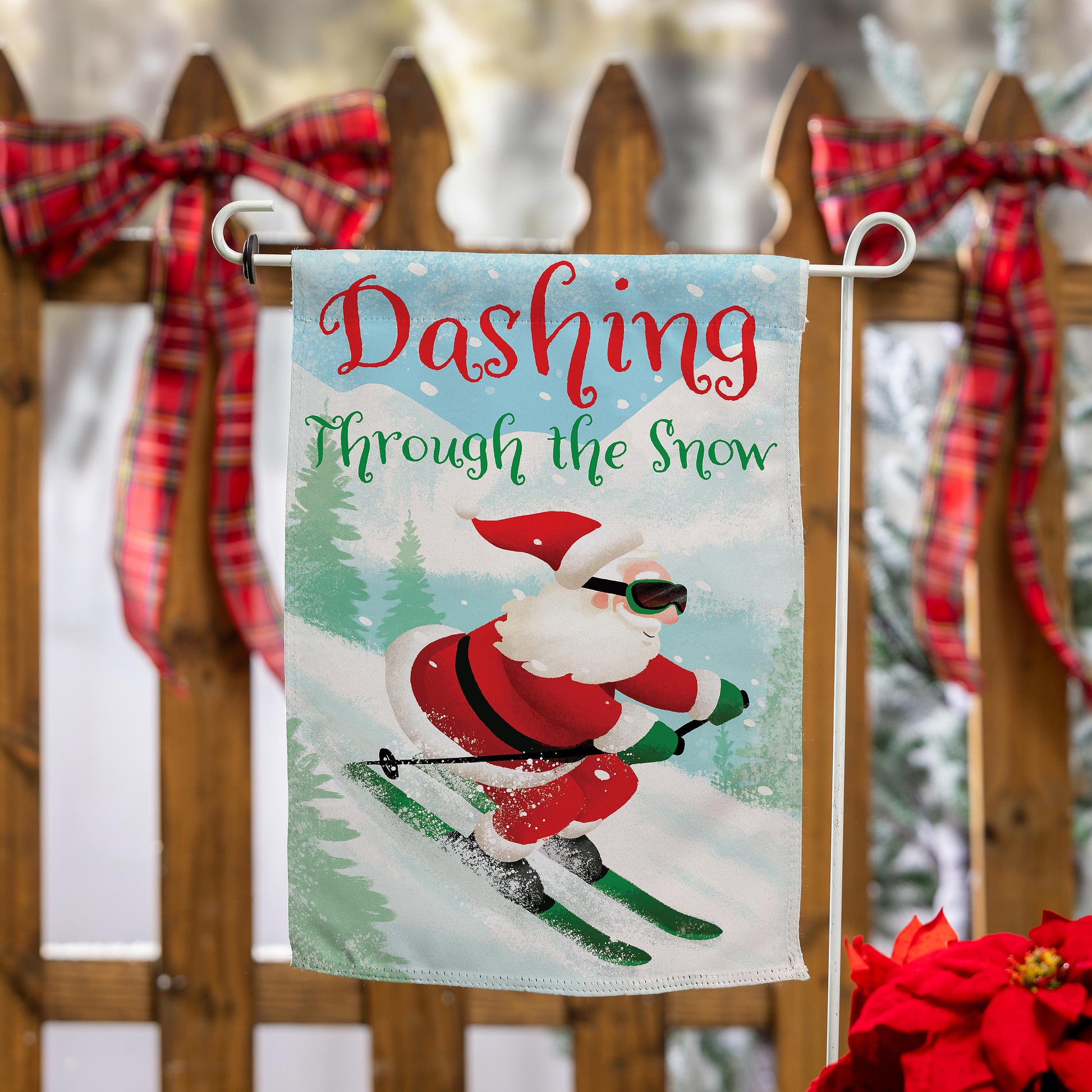Christmas Skiing Suede Garden Flag Double Sided - Tampa Home & Garden Store