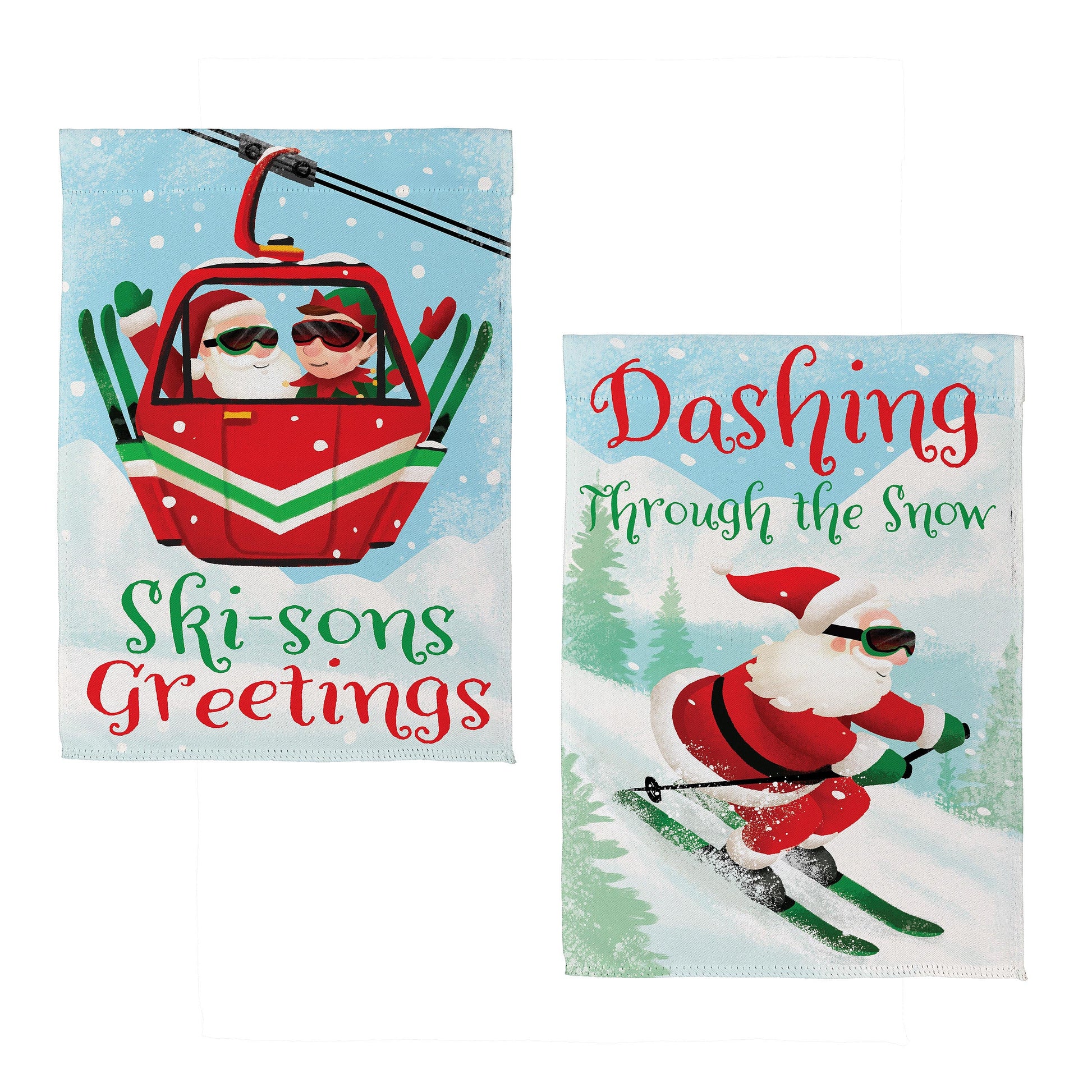 Christmas Skiing Suede House Flag Double Sided - Tampa Home & Garden Store