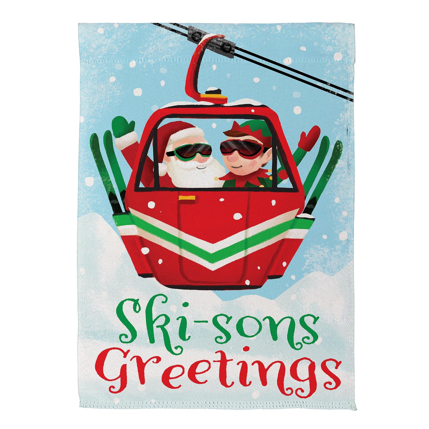 Christmas Skiing Suede House Flag Double Sided - Tampa Home & Garden Store