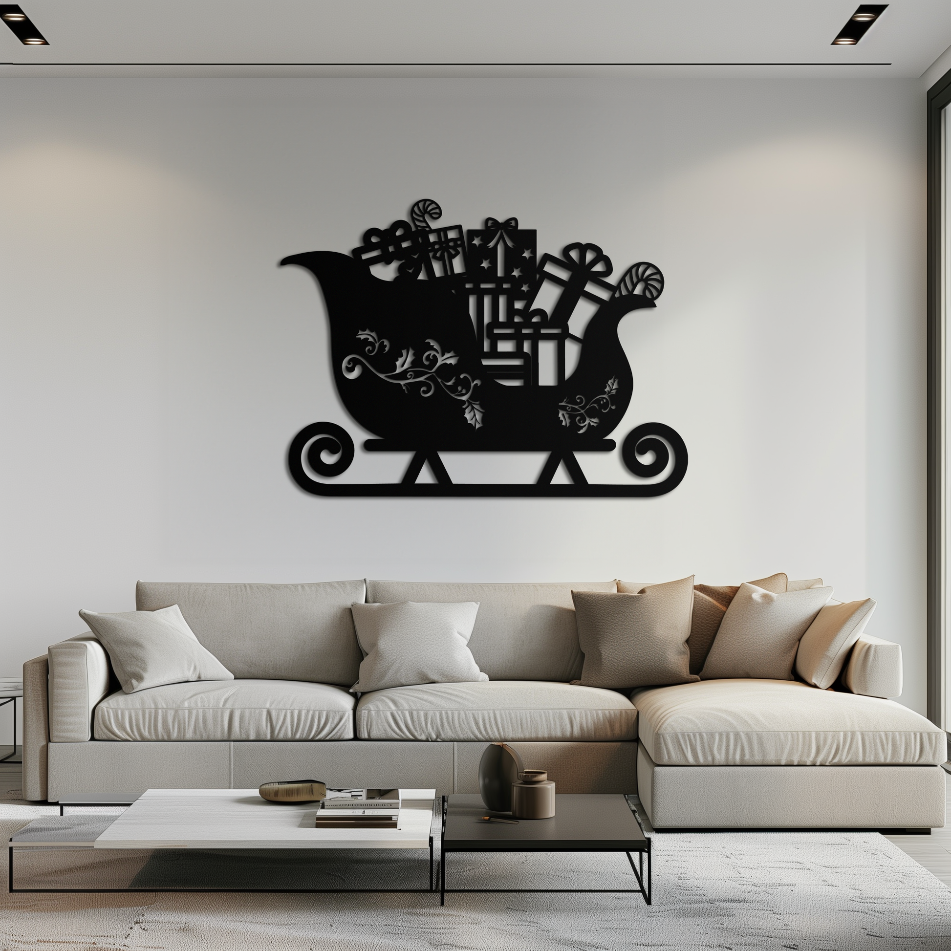 Christmas Sleigh Metal Wall Art - Festive Holiday Decor- KAF292 - Tampa Home & Garden Store
