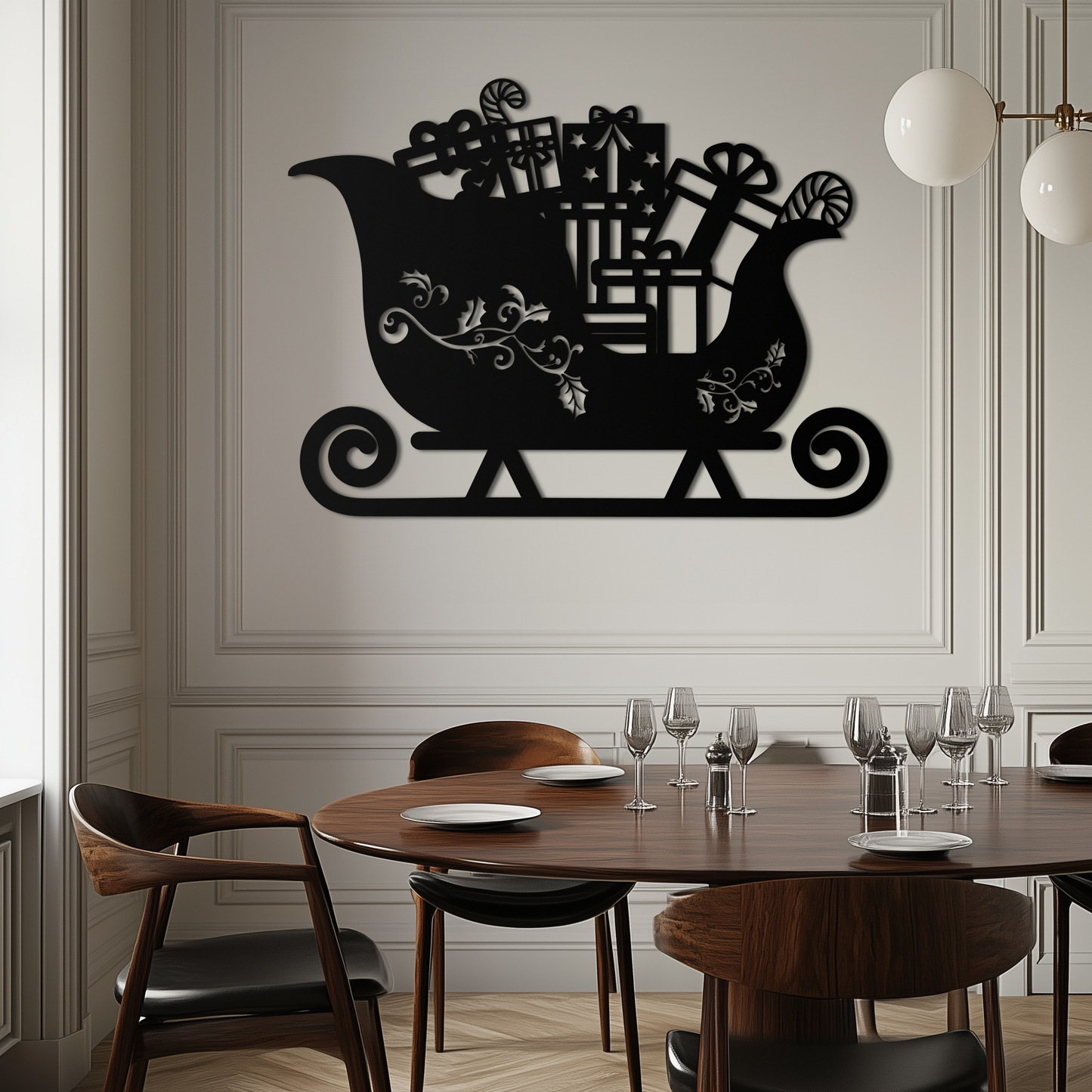 Christmas Sleigh Metal Wall Art - Festive Holiday Decor- KAF292 - Tampa Home & Garden Store