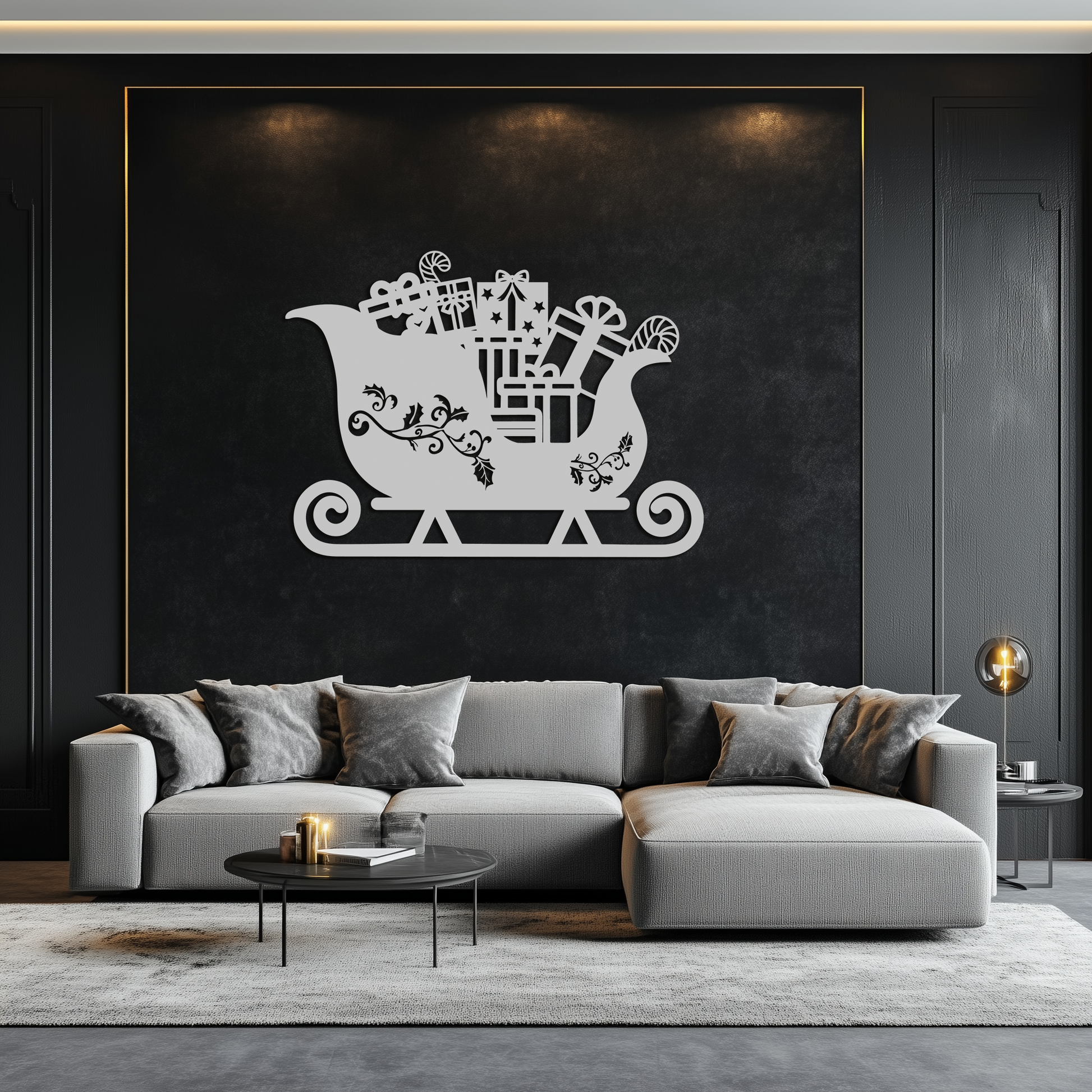 Christmas Sleigh Metal Wall Art - Festive Holiday Decor- KAF292 - Tampa Home & Garden Store