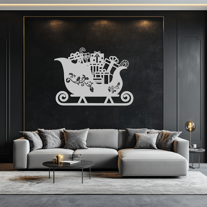 Christmas Sleigh Metal Wall Art - Festive Holiday Decor- KAF292 - Tampa Home & Garden Store