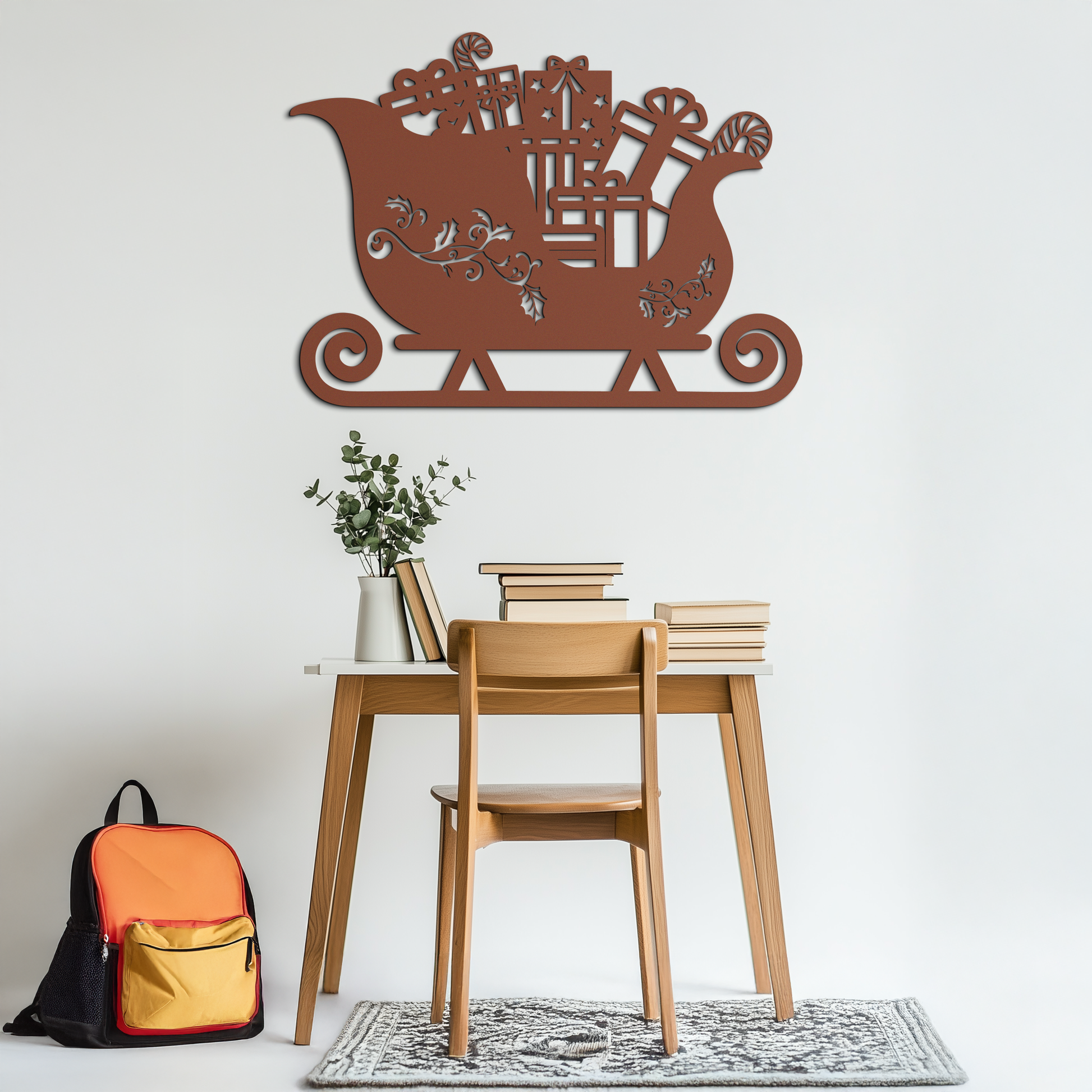 Christmas Sleigh Metal Wall Art - Festive Holiday Decor- KAF292 - Tampa Home & Garden Store