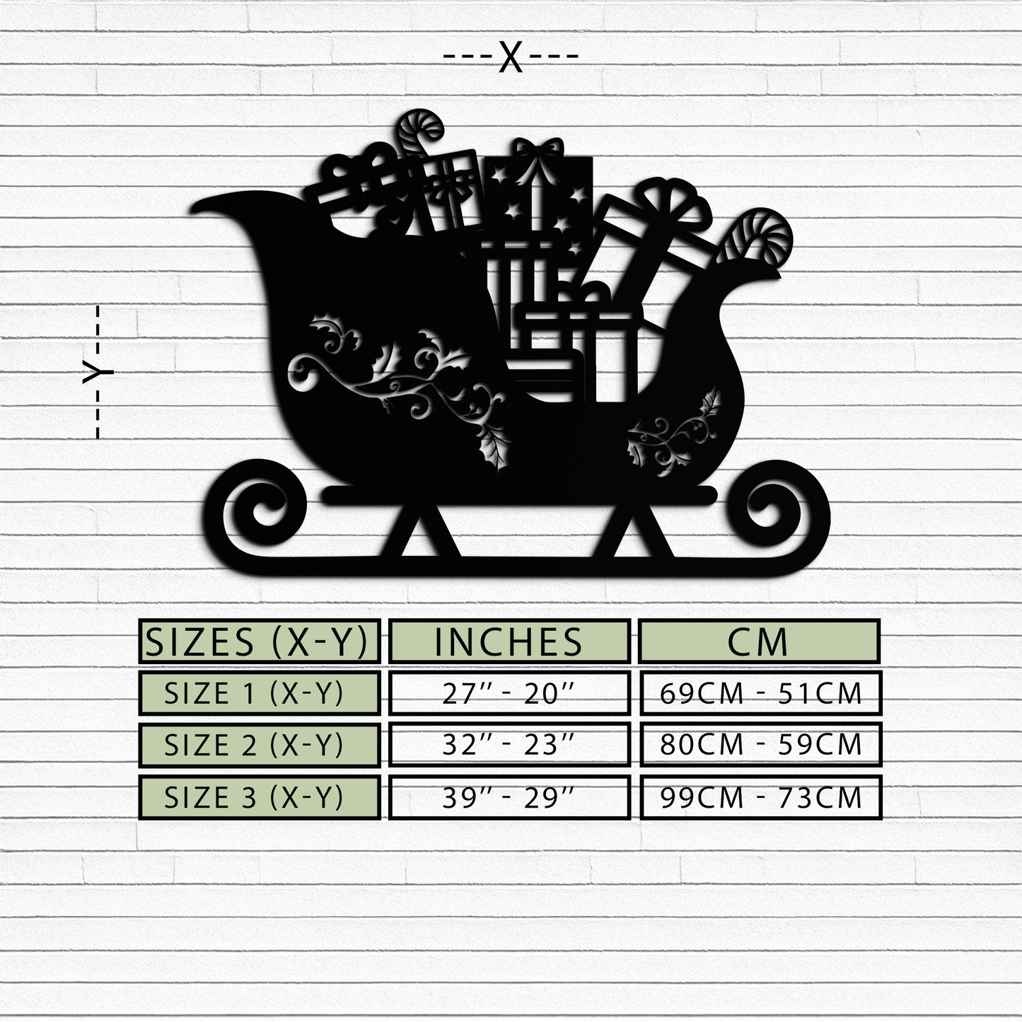 Christmas Sleigh Metal Wall Art - Festive Holiday Decor- KAF292 - Tampa Home & Garden Store