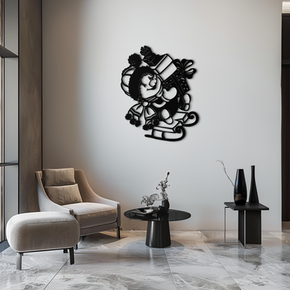 Christmas Snowman Metal Wall Art - Festive Holiday Gift Decor with Cute Snowman on Sled- KAF310 - Tampa Home & Garden Store