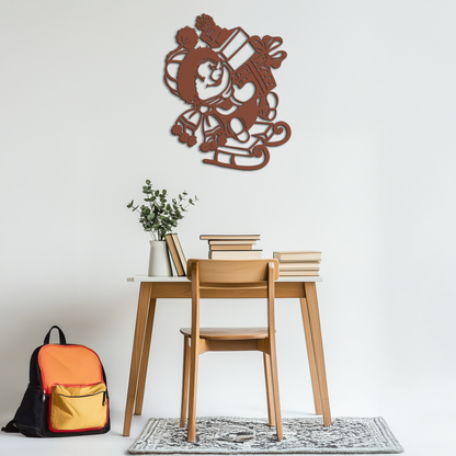 Christmas Snowman Metal Wall Art - Festive Holiday Gift Decor with Cute Snowman on Sled- KAF310 - Tampa Home & Garden Store