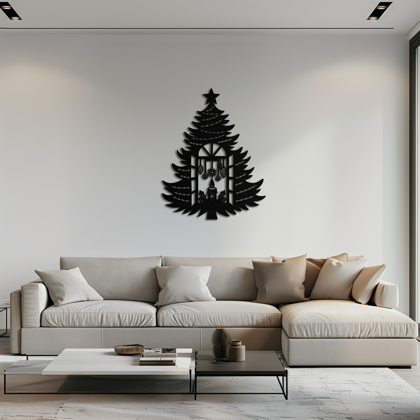 Christmas Tree Candle Window Silhouette - Festive Metal Wall Art- KAF309 - Tampa Home & Garden Store