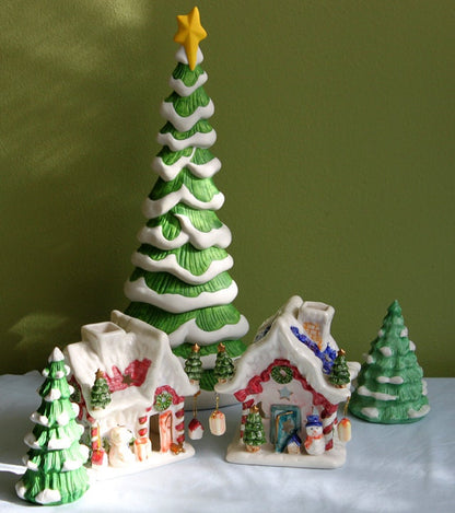 Christmas Tree Covered with Snow. Porcelain Village Pine by Department 56. Tree for Christmas Village. Free Standing Winter Decor Accessory. - Tampa Home & Garden Store